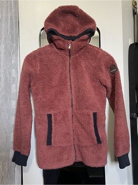 Killtec Cozy Hooded Sherpa Zip Jacket in Dusty Rose